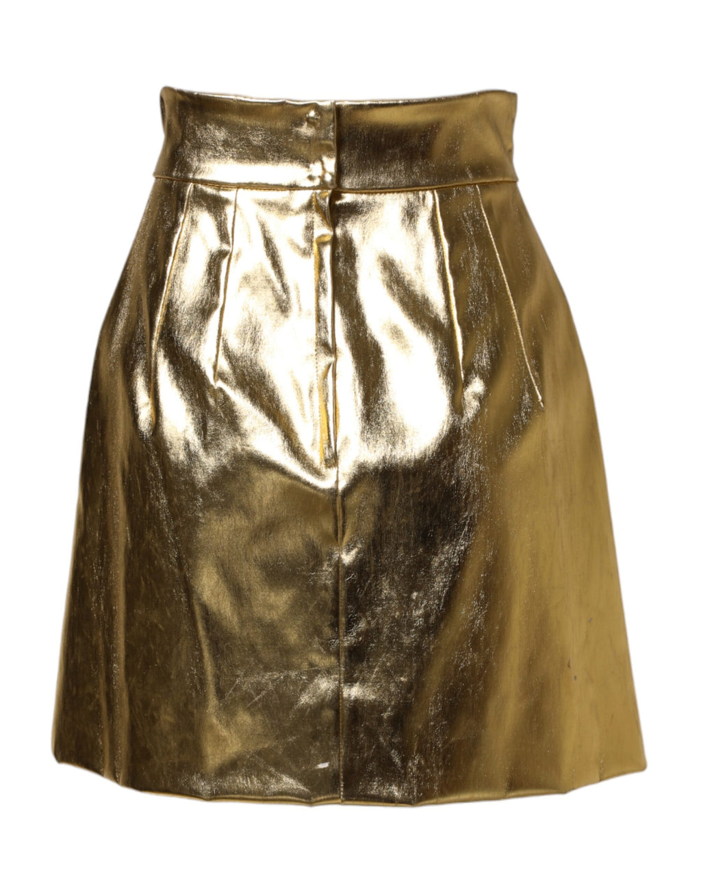 Mini jupe dorée en acétate et cristaux de Dolce & Gabbana, taille haute, élégante et tendance, pour un style sophistiqué.