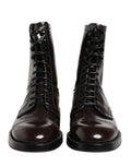 Bottes en cuir noir Dolce & Gabbana, mi-mollet, à lacets, chaussures élégantes et sophistiquées pour femmes.