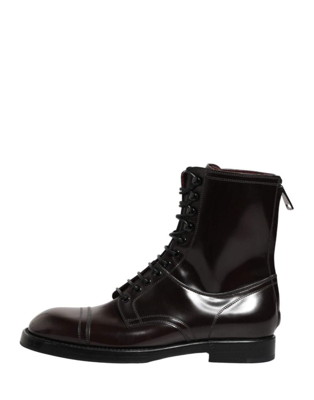 Bottes en cuir noir Dolce & Gabbana mi-mollet à lacets, chaussures élégantes pour femme.