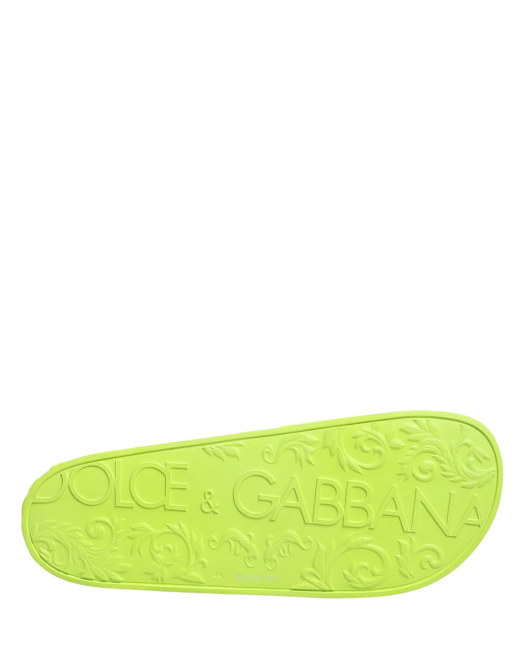 Sandales Dolce & Gabbana en caoutchouc vert, chaussures de plage élégantes, vues de côté avec semelle antidérapante