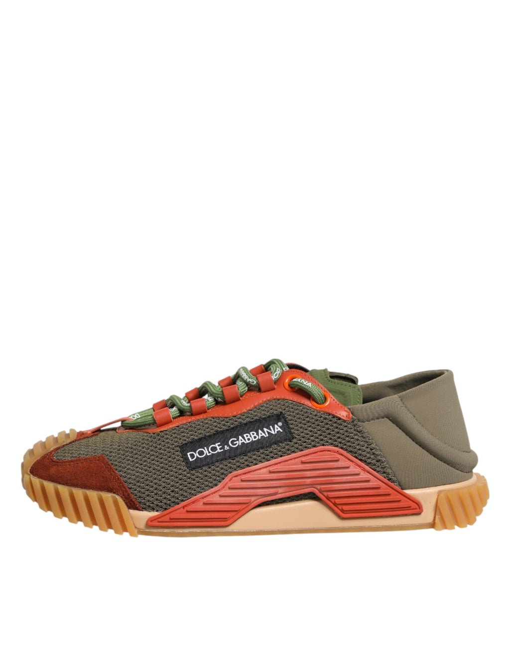 Baskets basses Dolce & Gabbana NS1 à lacets multicolores, en dentelle avec détails colorés, vue de face sur fond blanc.