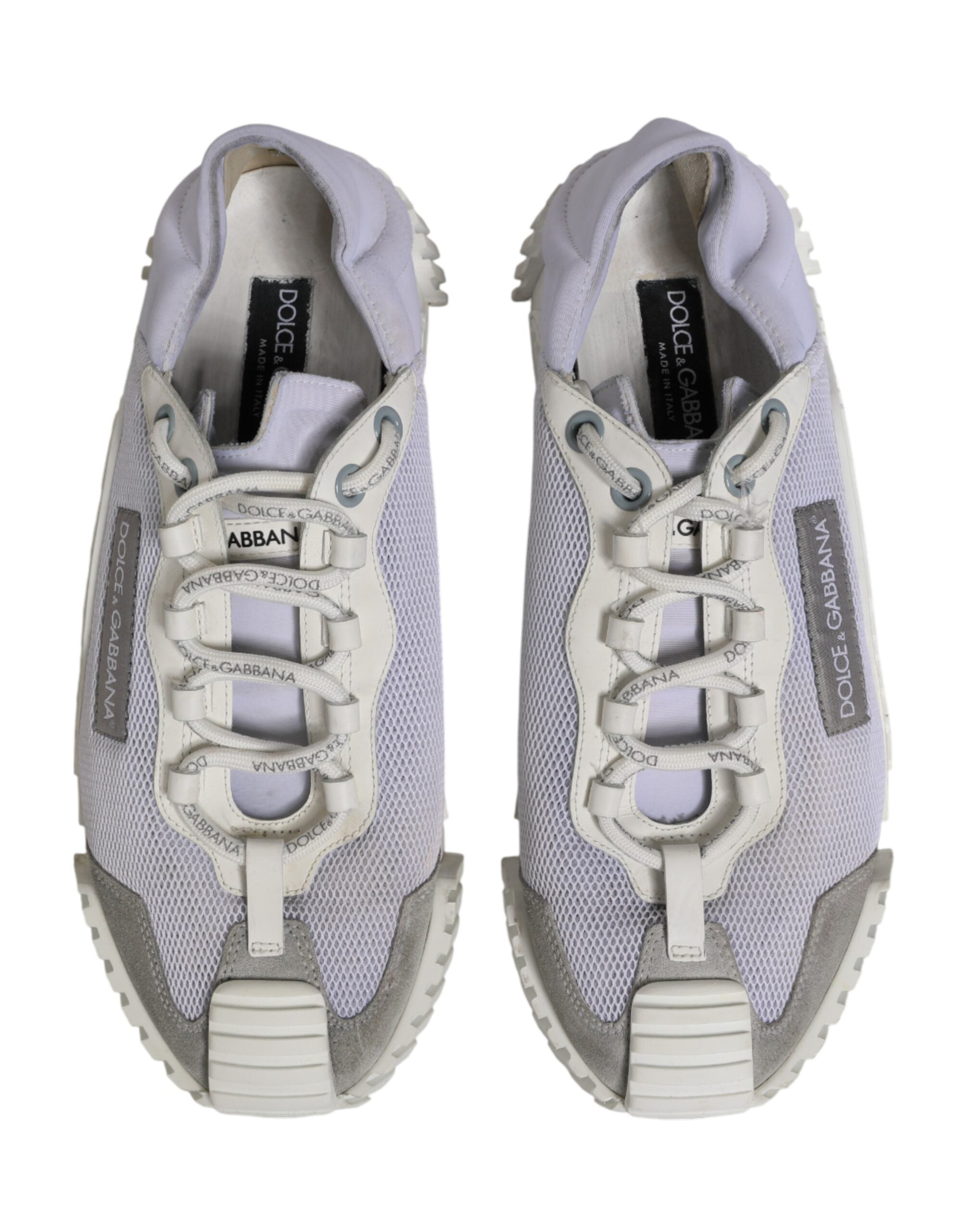 Chaussures basses blanches Dolce & Gabbana NS1 pour hommes en dentelle, chaussures de sport élégantes et confortables.