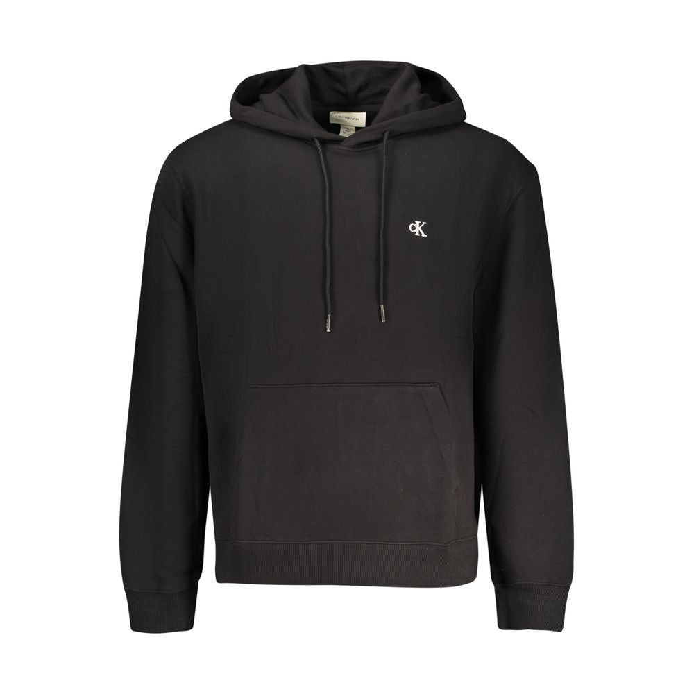 Sweatshirt homme en coton noir de Calvin Klein, style décontracté, col rond, manches longues, tissu doux et confortable.