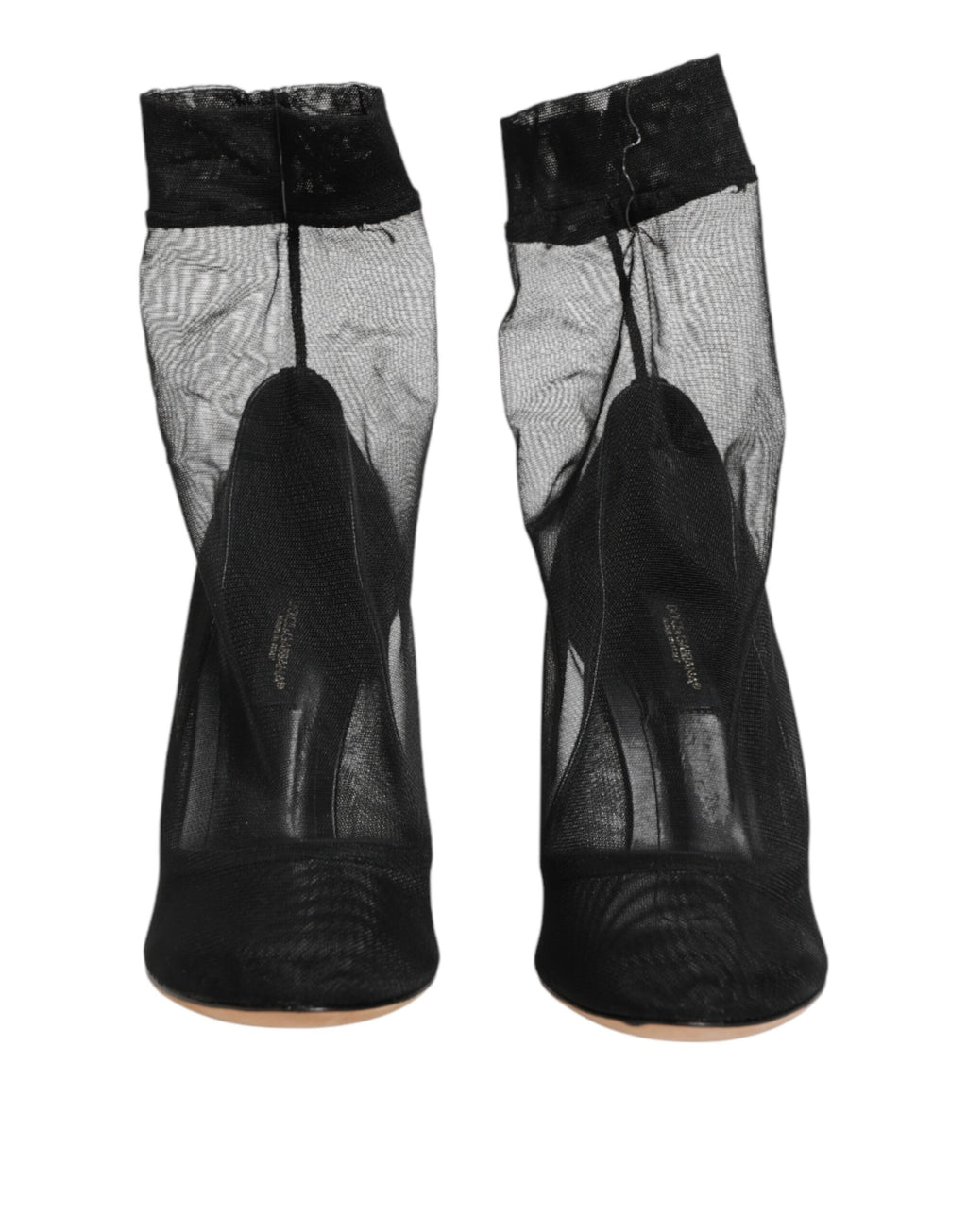 Bottes Dolce & Gabbana en nylon noir à maillage extensible, chaussures à talons pour femme, style élégant et moderne