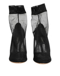 Bottes Dolce & Gabbana en nylon noir à maillage extensible, chaussures à talons pour femme, style élégant et moderne