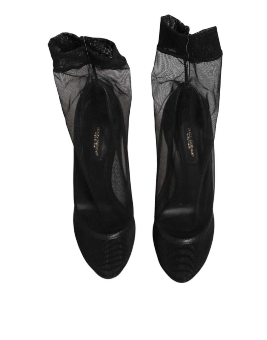 Bottes en nylon stretch noir de Dolce & Gabbana, chaussures à mesh pour femmes, avec talon et design élégant.