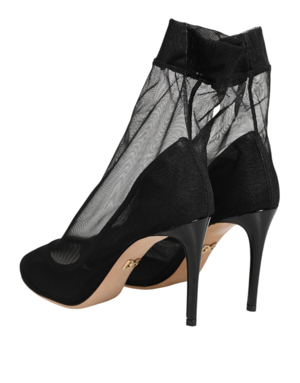 Bottes à chaussettes en nylon stretch noir de Dolce & Gabbana, chaussures élégantes avec semelle fine et design moderne.