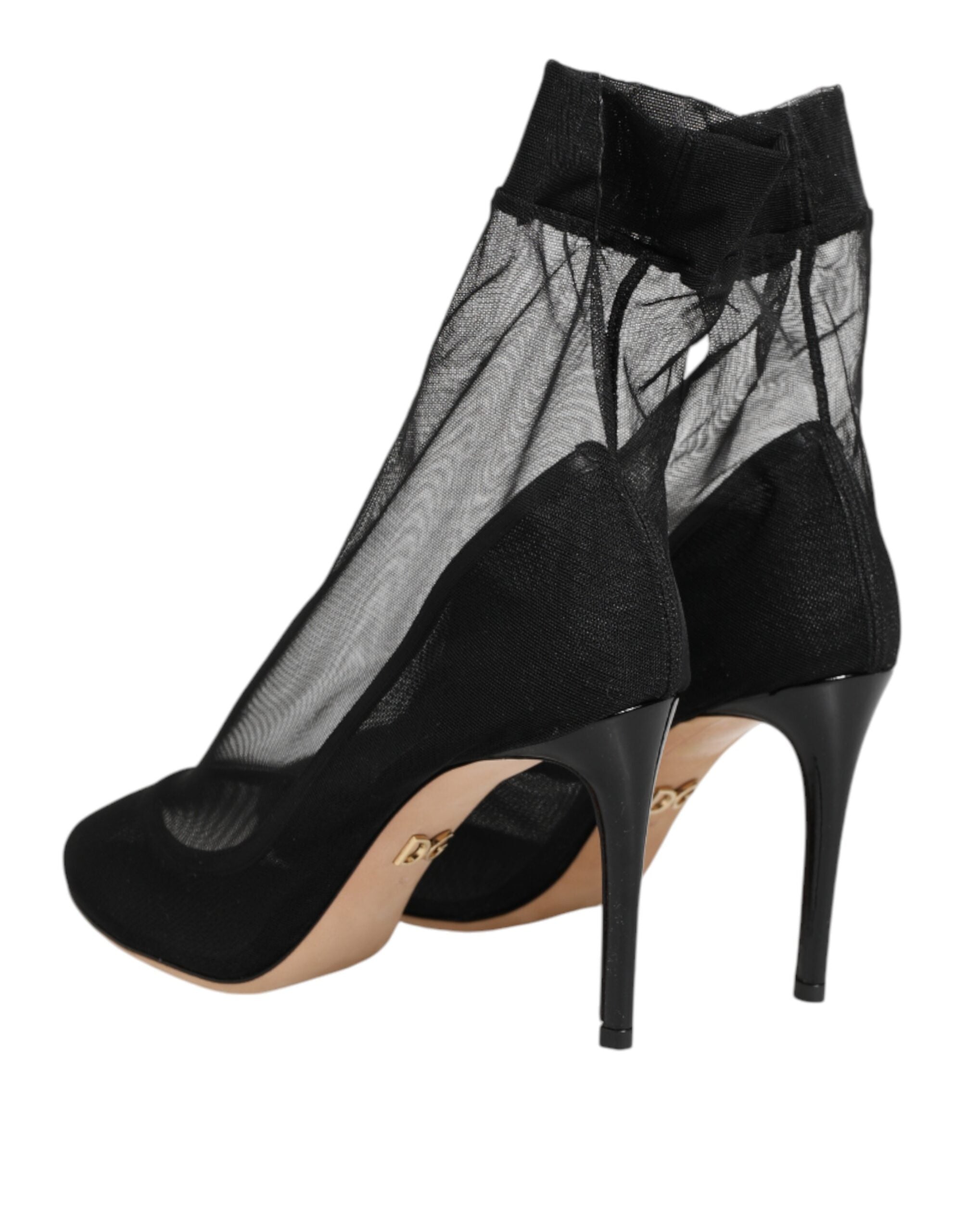 Bottes à chaussettes en nylon stretch noir de Dolce & Gabbana, chaussures élégantes avec semelle fine et design moderne.