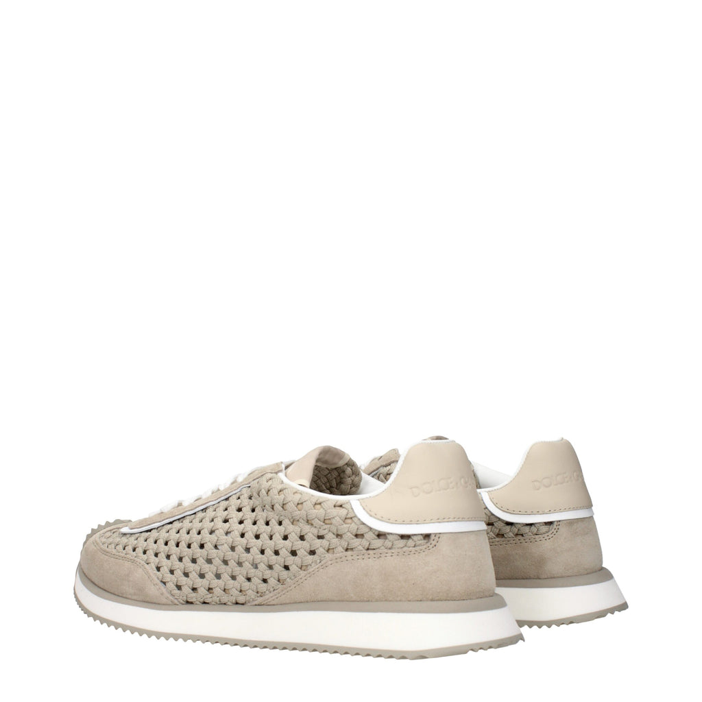 Chaussures basses en tissu beige Dolce & Gabbana, sneakers low top élégants pour homme ou femme.