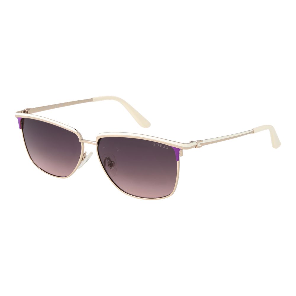 Lunettes de soleil Guess en métal blanc avec monture tendance et verres foncés, style moderne et élégant.