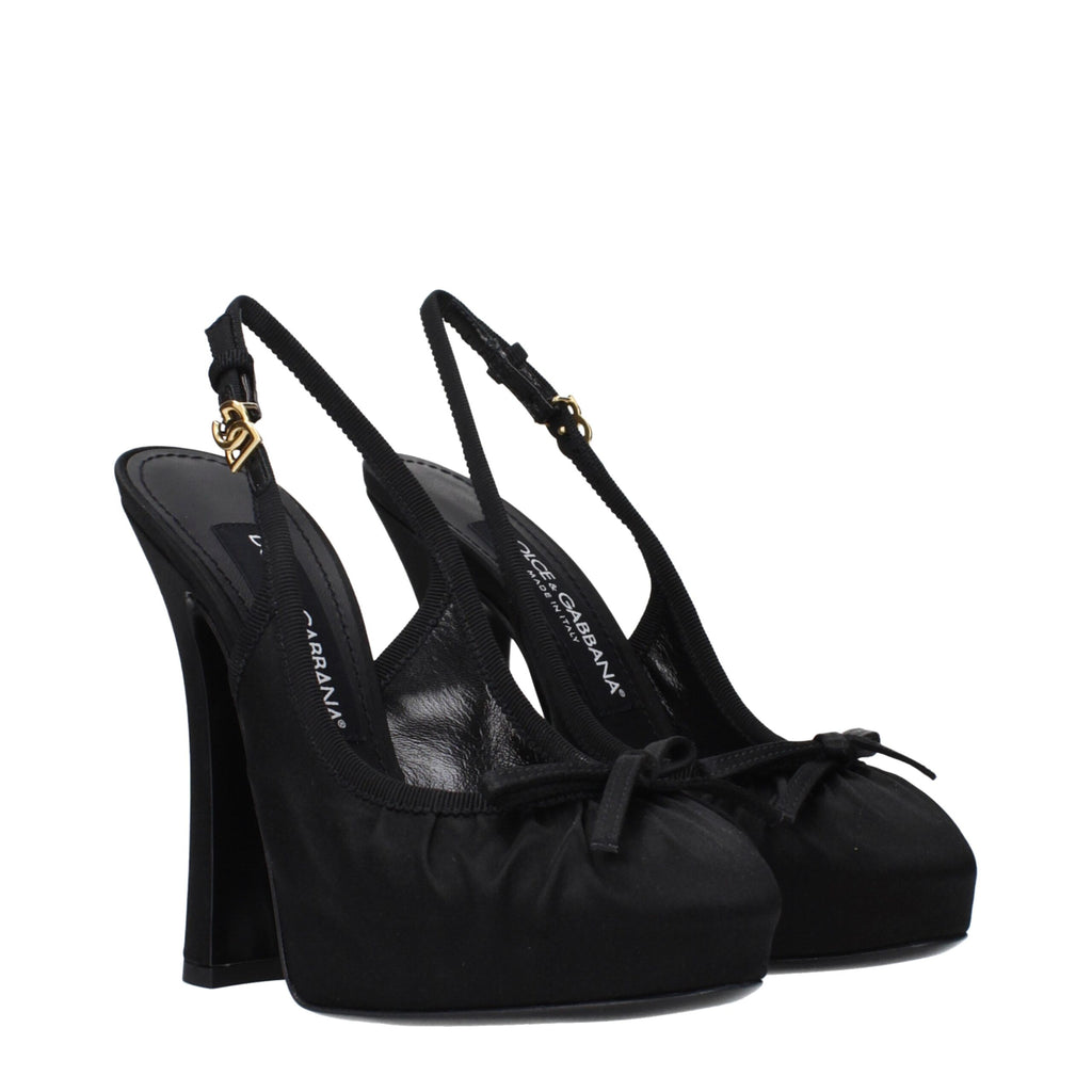 Dolce & Gabbana Schwarze Satin Pumps mit hohen Absätzen