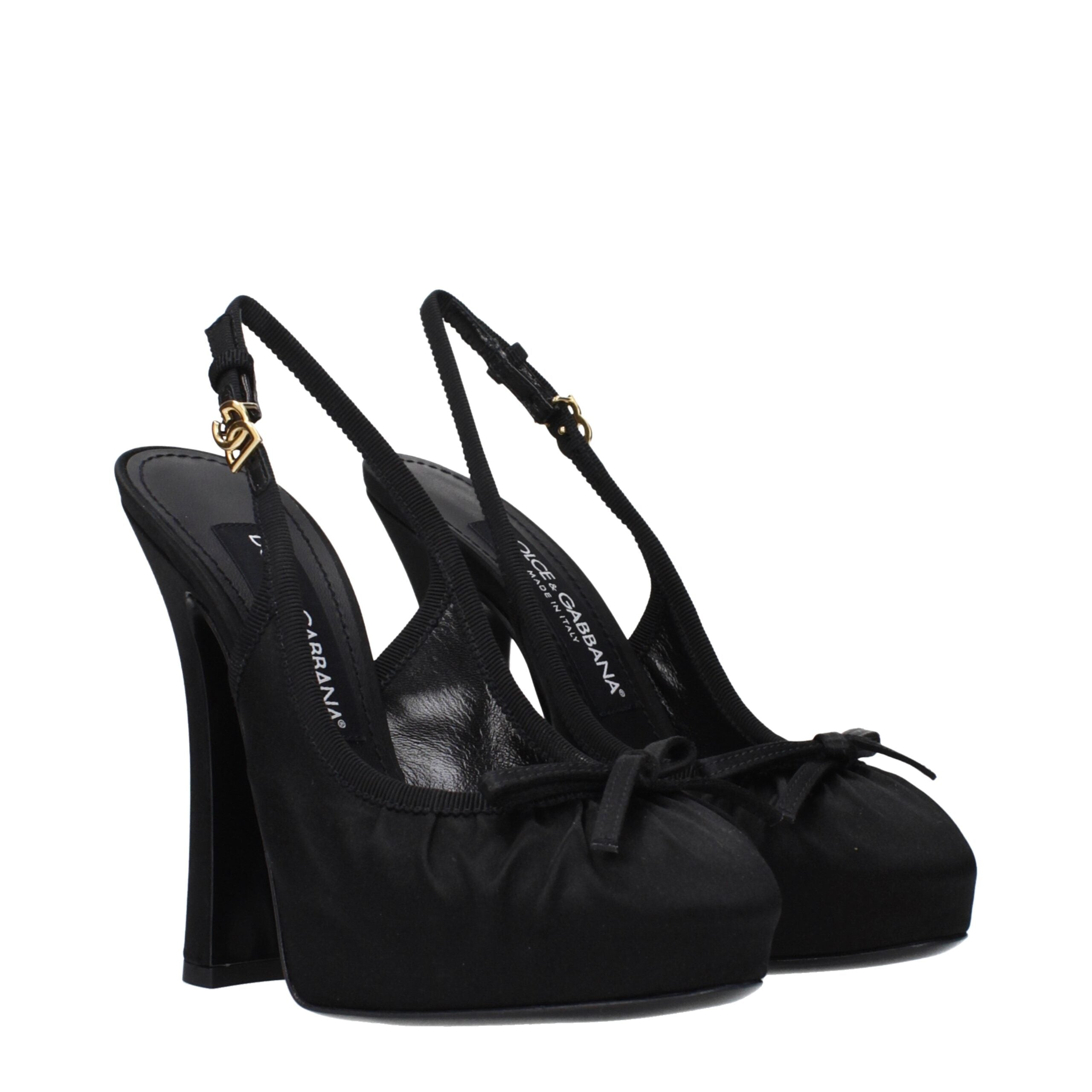 Dolce & Gabbana Schwarze Satin Pumps mit hohen Absätzen