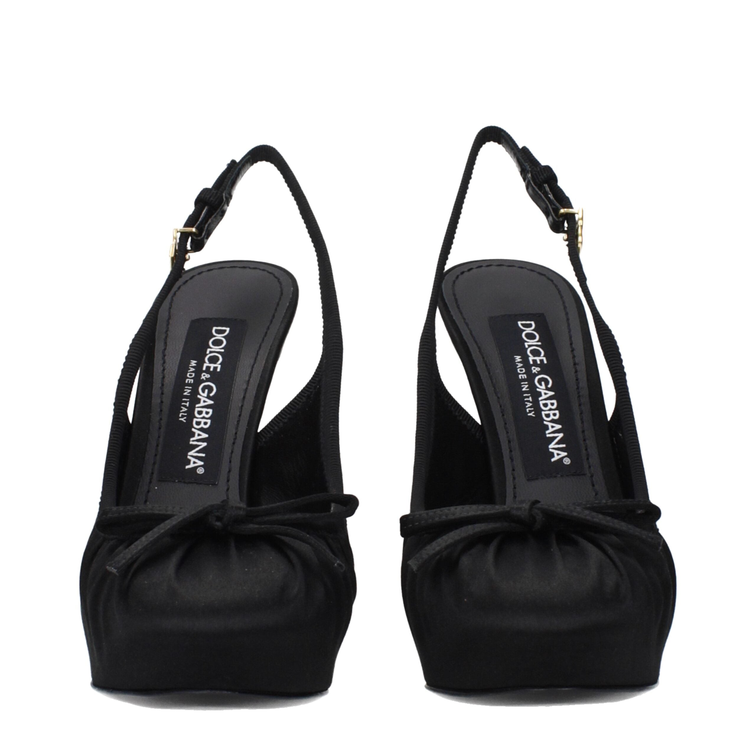 Dolce & Gabbana Schwarze Satin Pumps mit hohen Absätzen