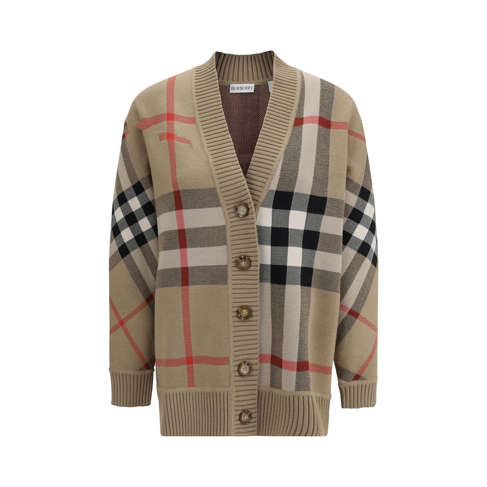 Sweatshirt en polyester beige de Burberry, coupe décontractée avec logo discret sur la poitrine, vue de face sur fond neutre.