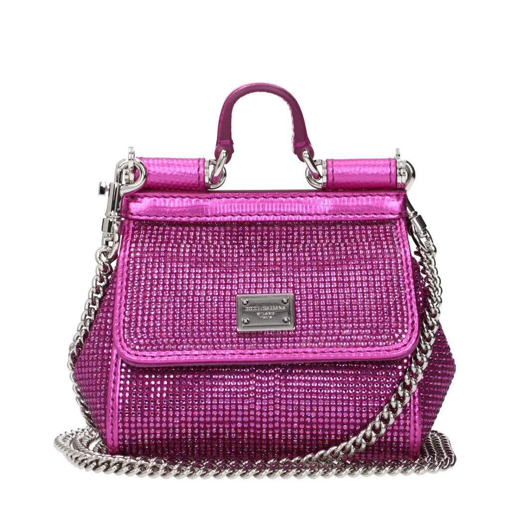 Sac à main en satin rose Dolce & Gabbana, élégant et sophistiqué, avec détails raffinés visibles sur l'image.