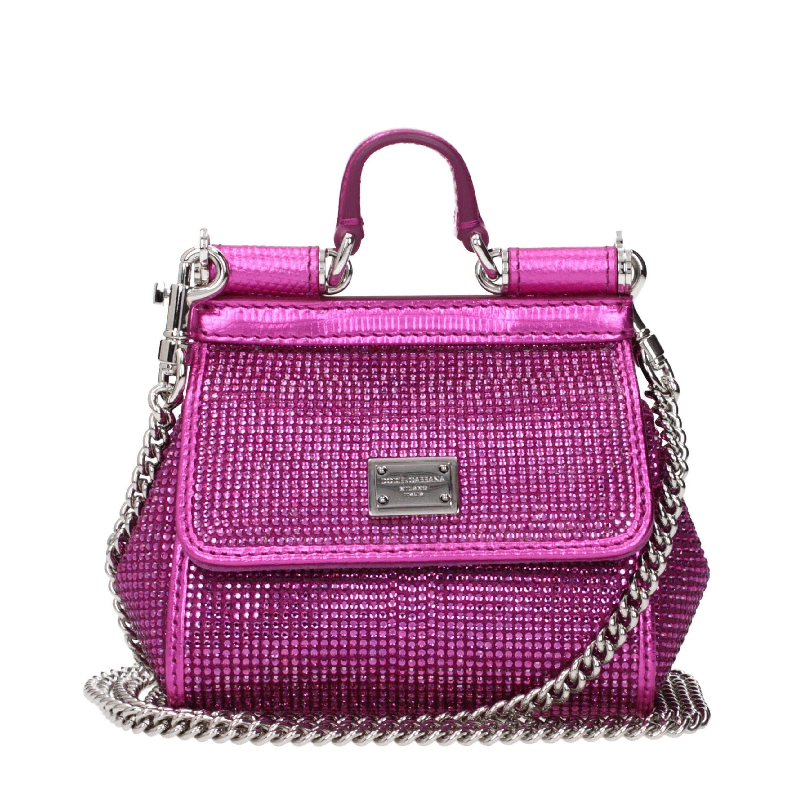 Sac à main en satin rose Dolce & Gabbana, élégant et sophistiqué, avec détails raffinés visibles sur l'image.