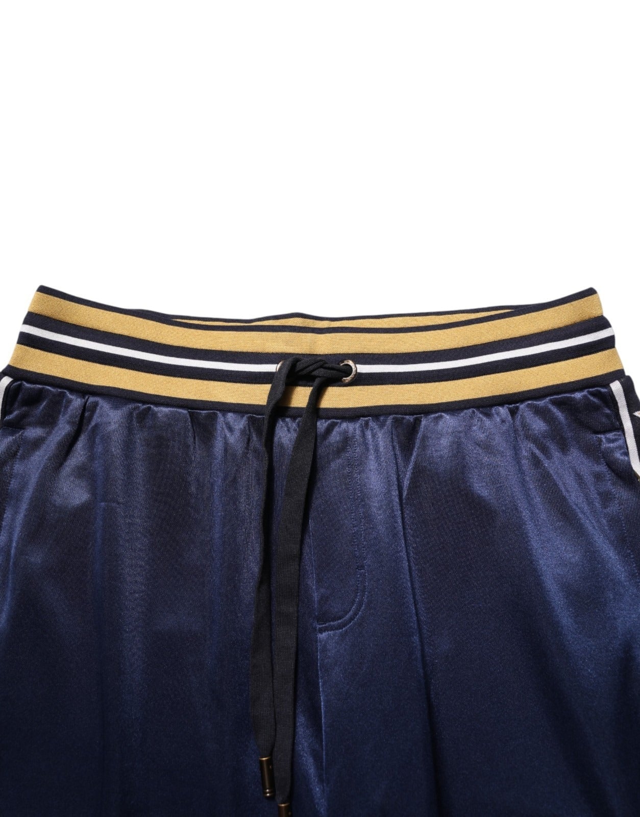 Pantalon jogger en nylon bleu Dolce & Gabbana à taille moyenne, style décontracté et confortable.