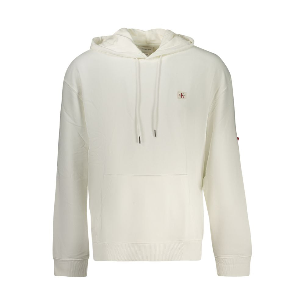 Sweat-shirt blanc en coton pour homme de la marque Calvin Klein, vue de face avec logo discret sur la poitrine.