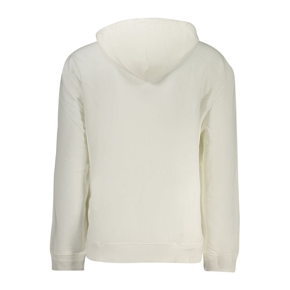 Sweat-shirt blanc en coton pour homme de la marque Calvin Klein, confort et style décontracté visible sur l'image.