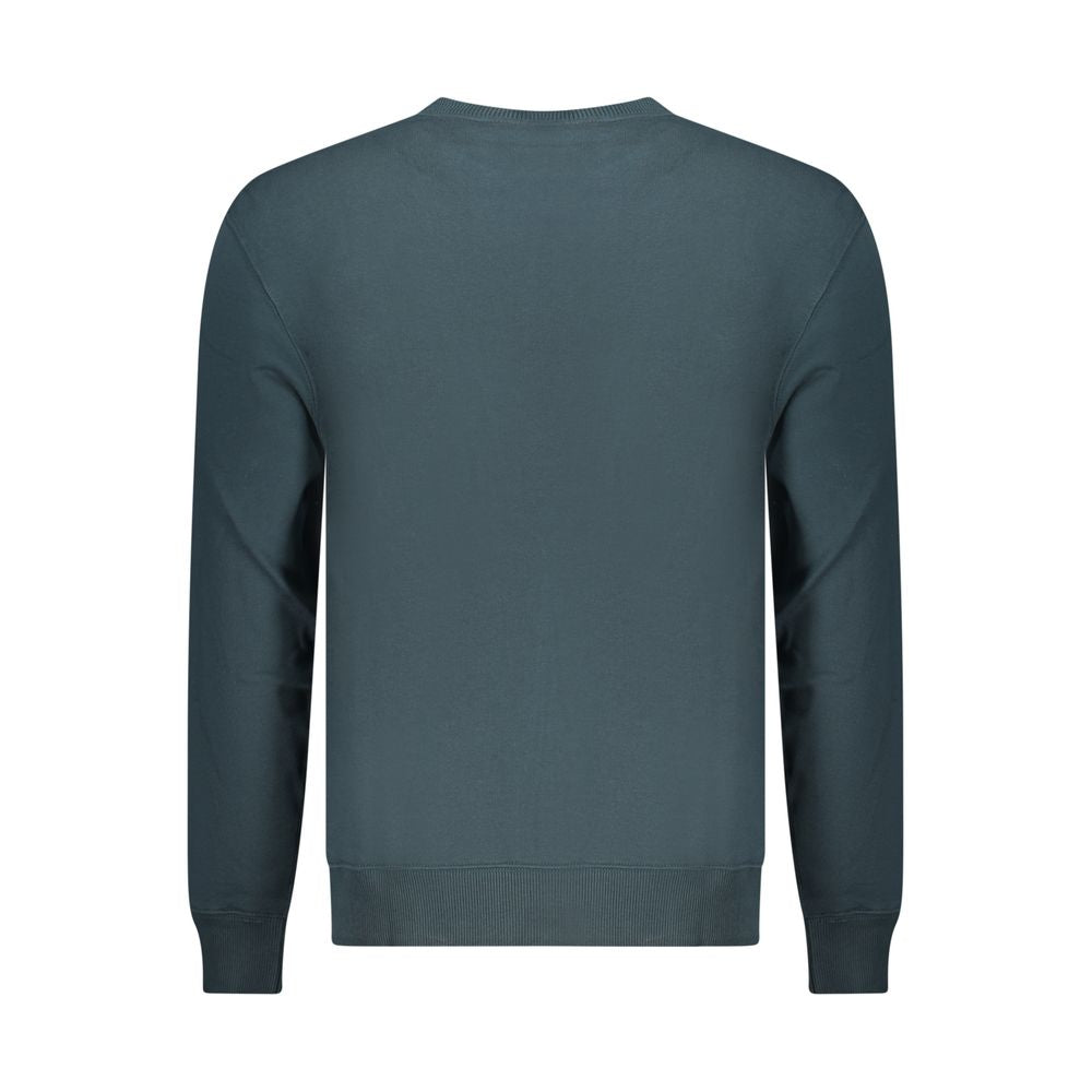 Sweatshirt homme en coton bleu de marque Calvin Klein, coupe classique et logo discret sur le devant.