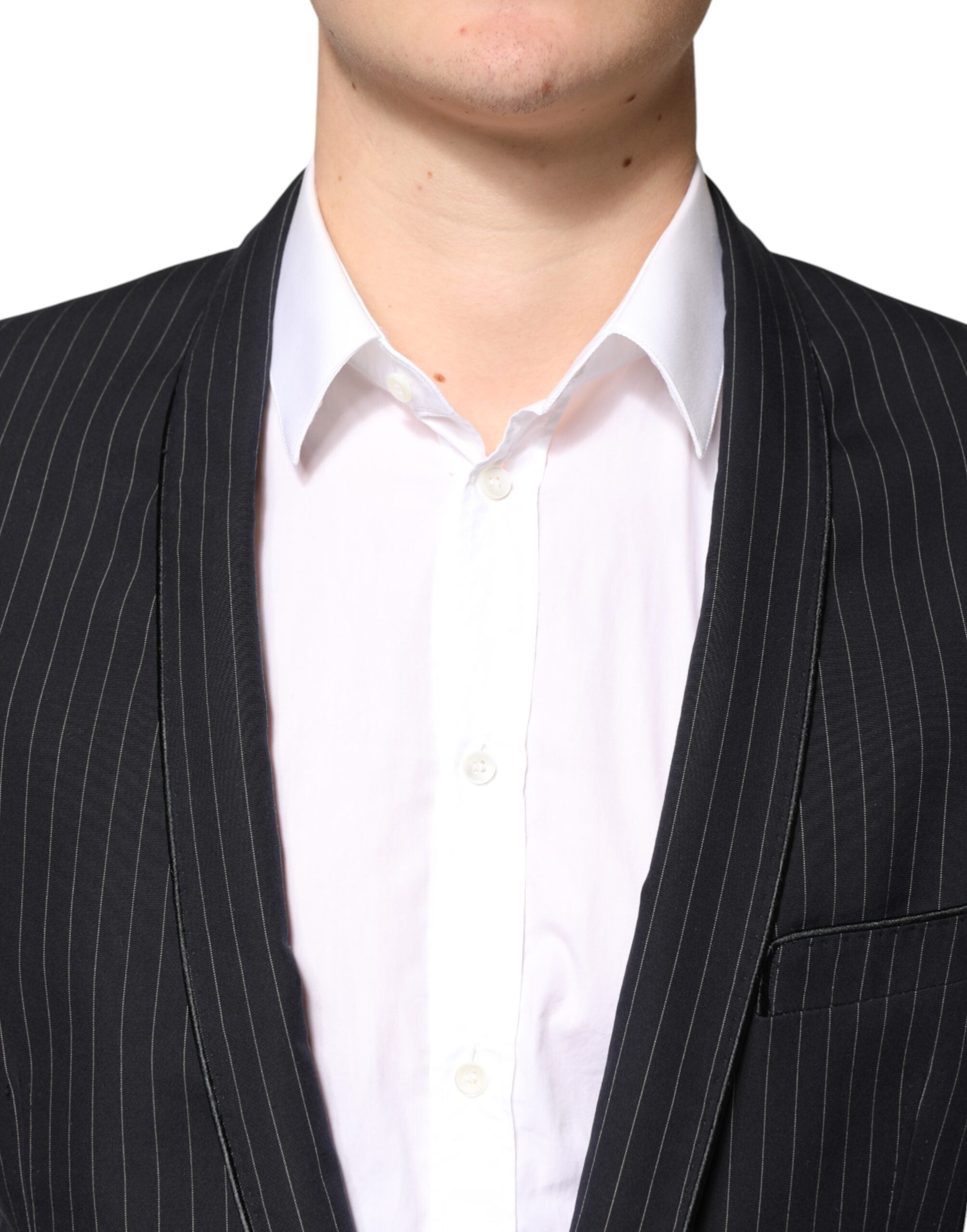 Veste blazer Dolce & Gabbana à rayures noires avec un bouton, élégante et moderne, pour un look sophistiqué.