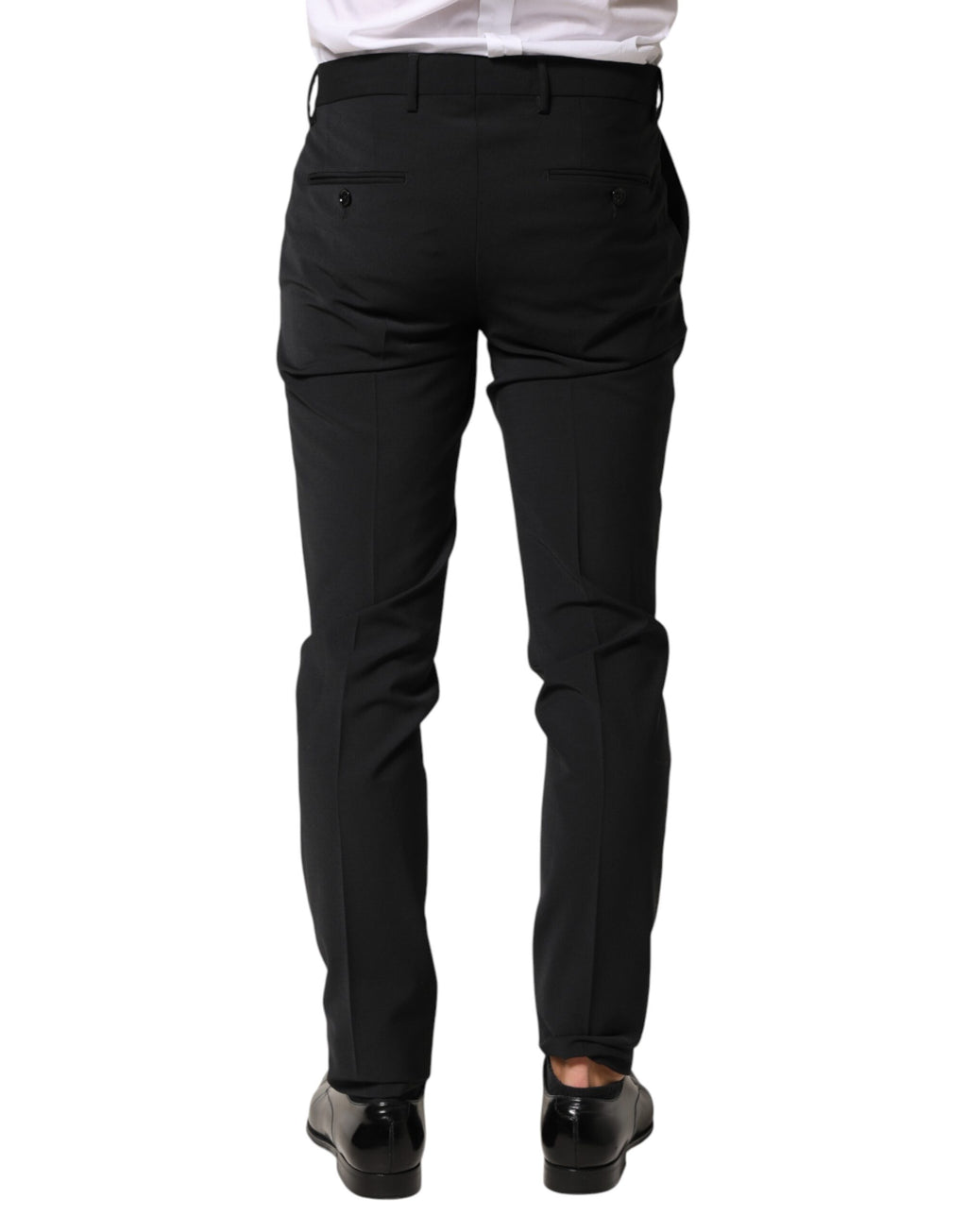 Pantalon formel en laine noire Dolce & Gabbana pour homme, pantalon élégant avec coupe classique et détails sophistiqués.