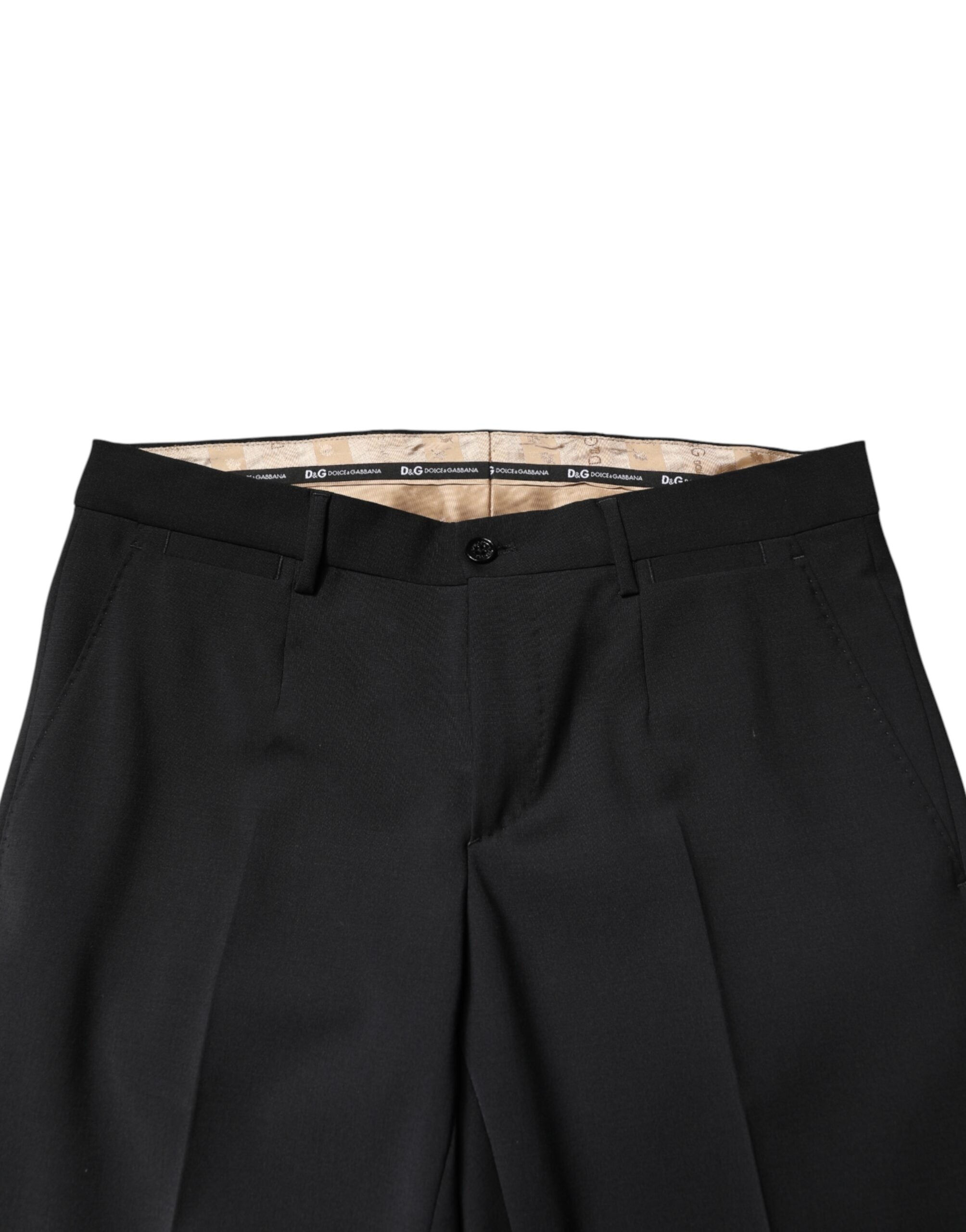 Pantalon homme en laine noire Dolce & Gabbana, pantalon formel élégant pour occasions spéciales.