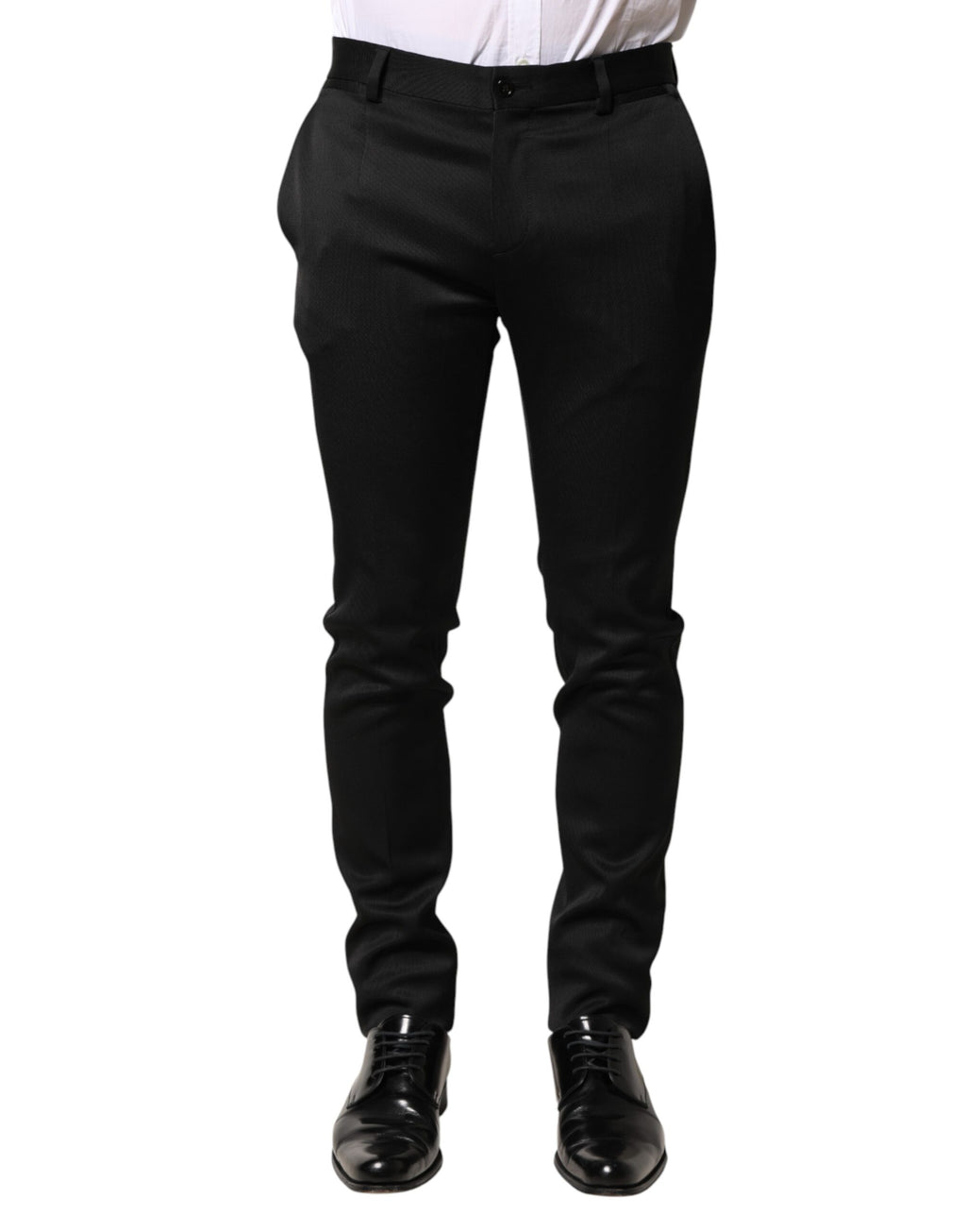 Pantalon formel pour homme Dolce & Gabbana, pantalon en viscose noir, style élégant et sophistiqué.