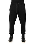Pantalon jogging noir en coton Dolce & Gabbana, taille mi-hauteur, style décontracté et confortable pour homme.