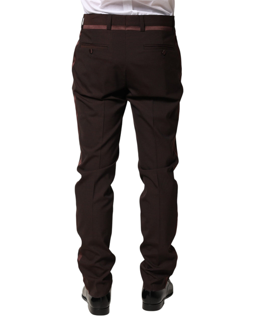 Pantalon homme Dolce & Gabbana en polyester marron, pantalon de costume élégant avec coupe classique et finition soignée.