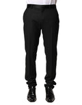 Pantalon homme Dolce & Gabbana en laine noire à taille moyenne, style élégant pour dress code formel.