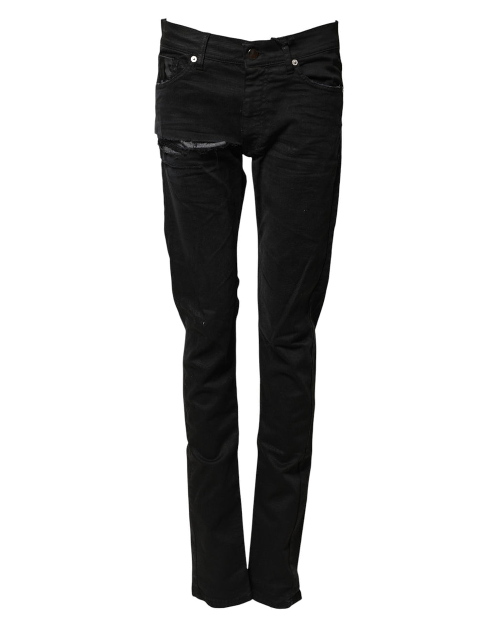 Pantalon en denim skinny noir déchiré pour homme de la marque Karl Lagerfeld, style slim et tendance.