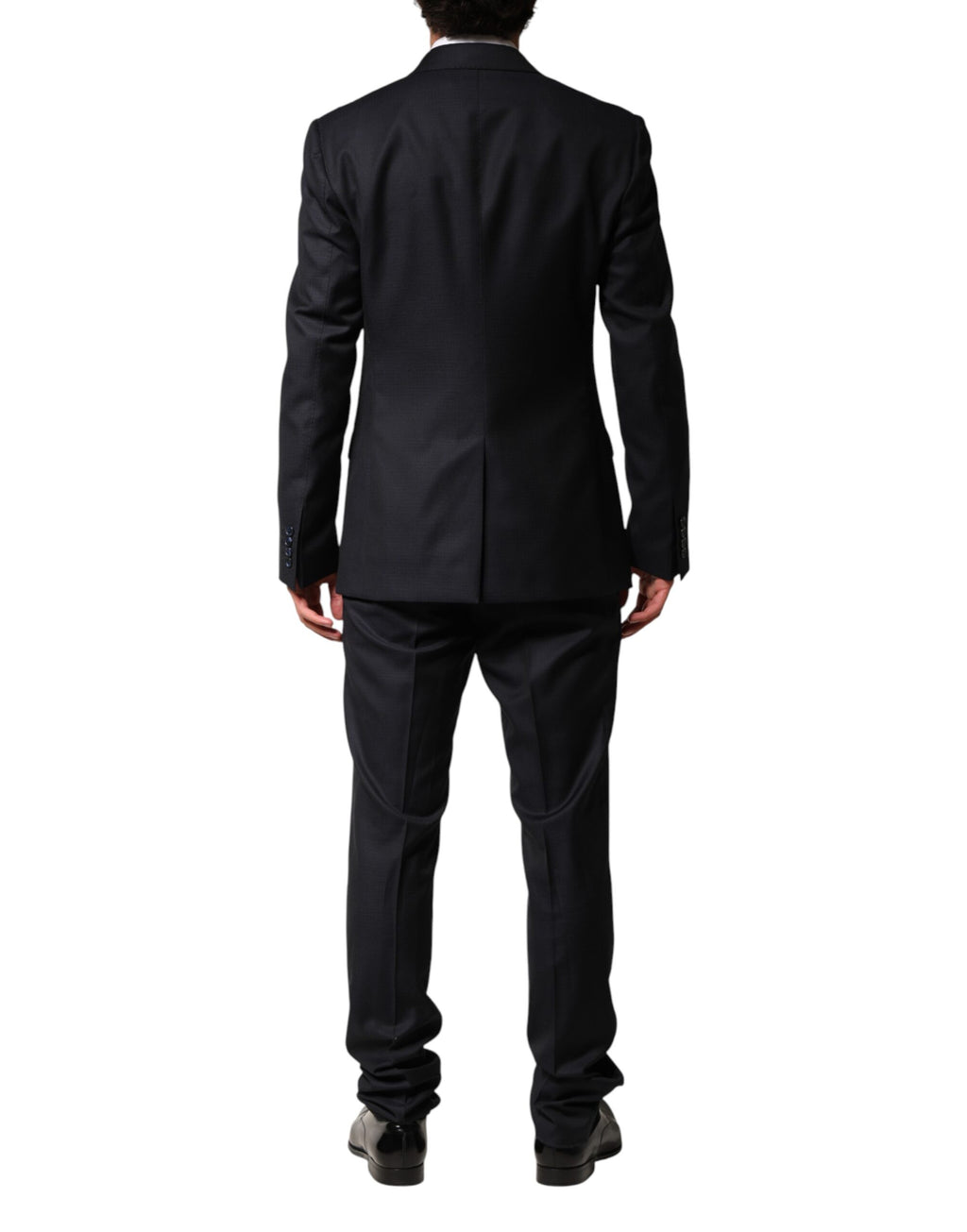 Costume pour hommes Dolce & Gabbana en laine noire, à double boutonnage, veste et pantalon élégants.