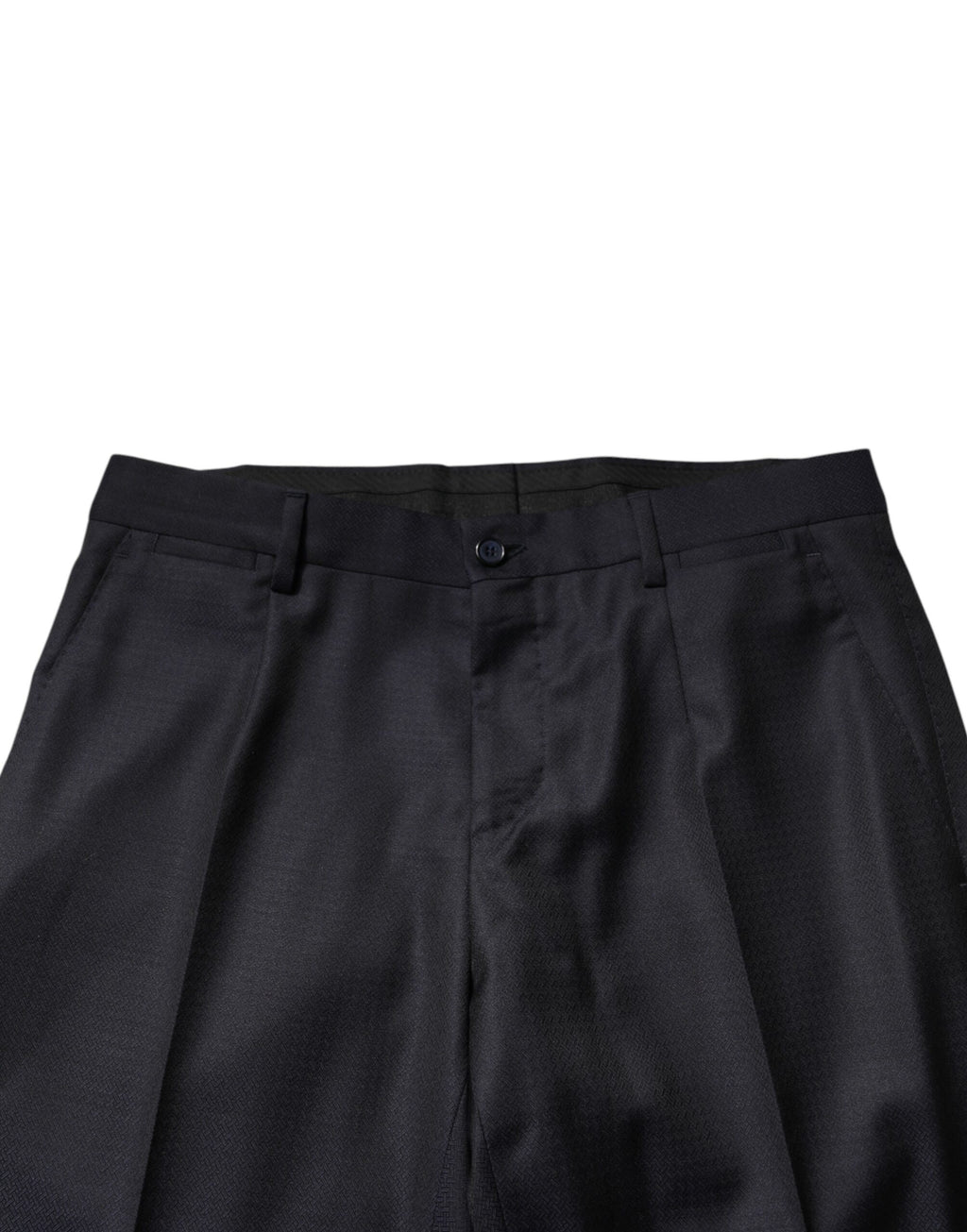 Costume homme Dolce & Gabbana en laine noire à deux pièces, veste à simple boutonnage et pantalon assorti, élégant et classique.