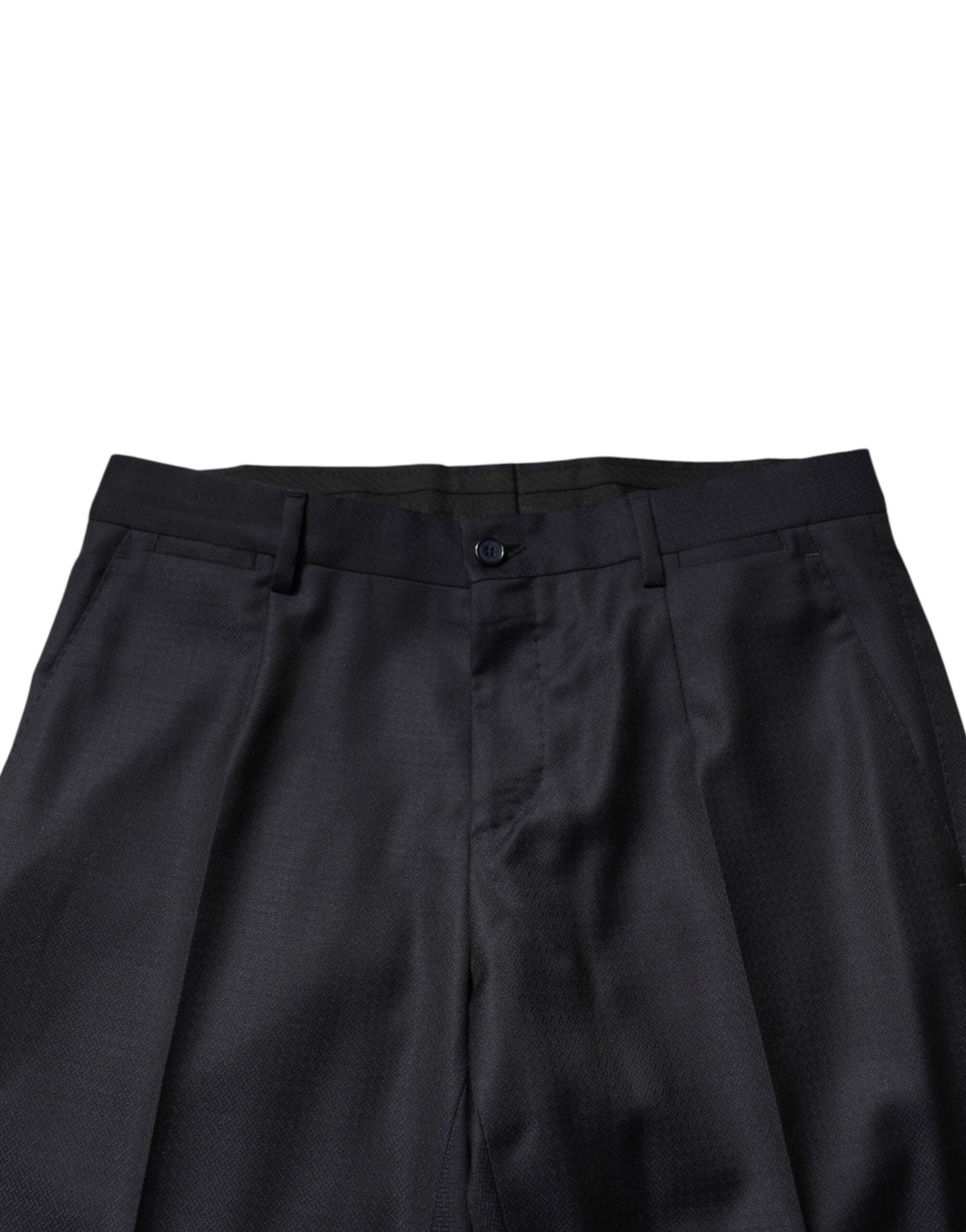 Costume homme Dolce & Gabbana en laine noire à deux pièces, veste à simple boutonnage et pantalon assorti, élégant et classique.