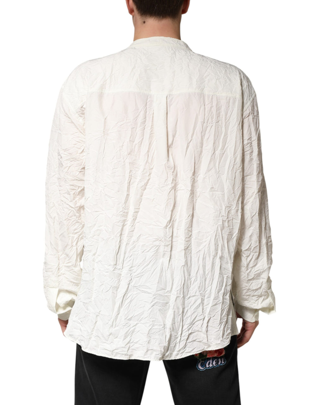 Chemise blanche en coton pour homme de Dolce & Gabbana avec manches longues, vue de face.