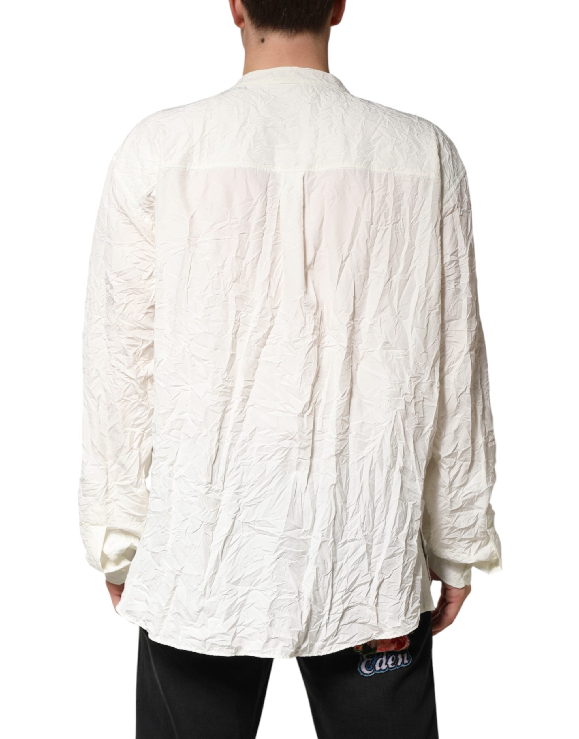 Chemise blanche en coton pour homme de Dolce & Gabbana avec manches longues, vue de face.