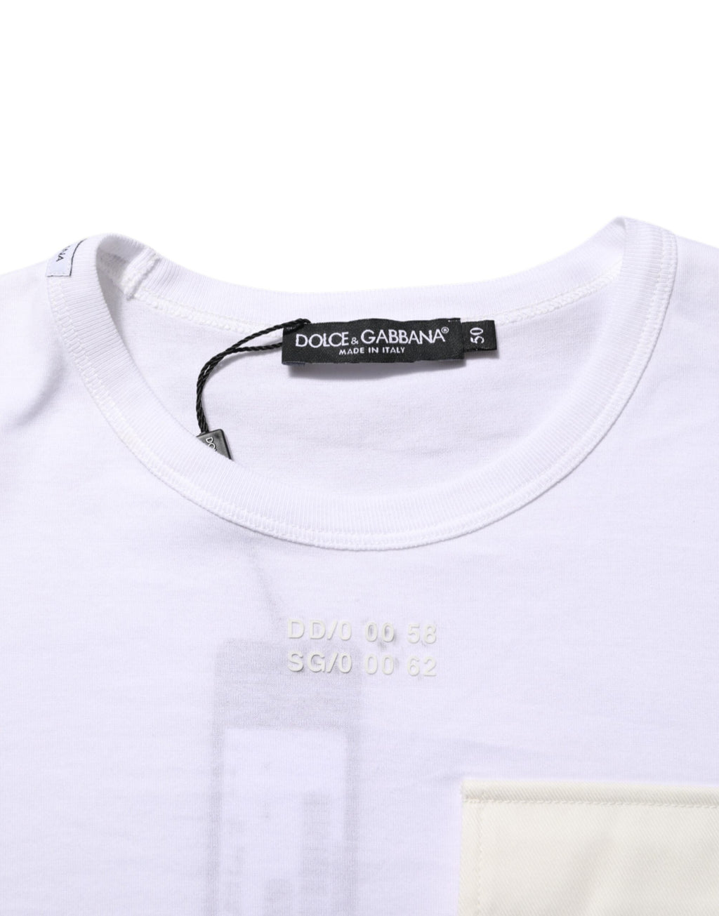 T-shirt blanc en coton à poche à manches courtes de Dolce & Gabbana, style élégant et décontracté.