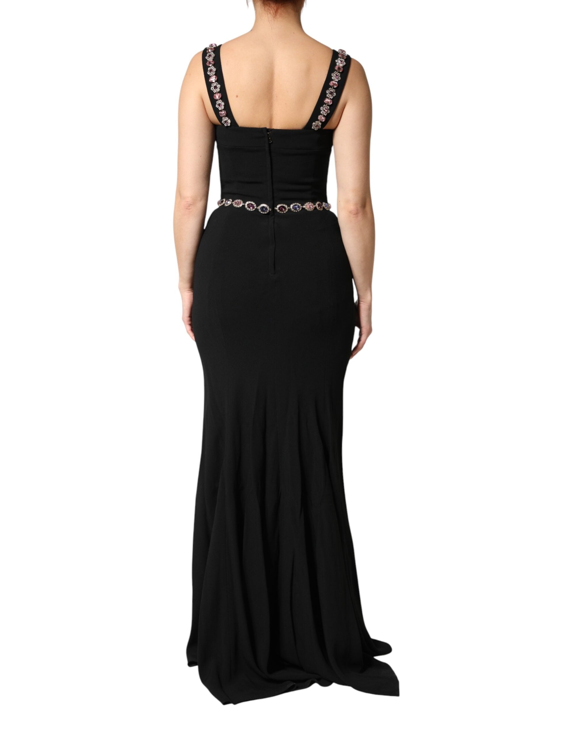 Robe sirène noire Dolce & Gabbana avec embellissements élégants, coupe ajustée et détails sophistiqués pour une occasion spéciale.