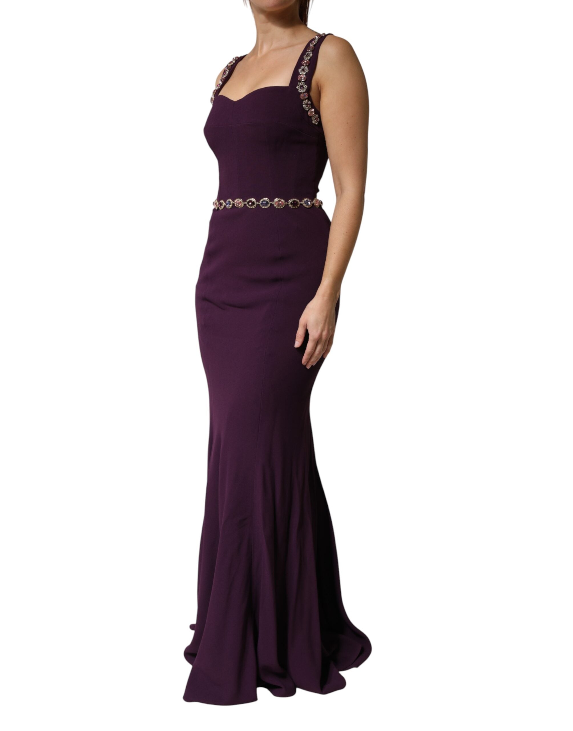 Robe sirène Dolce & Gabbana Violet ornée de détails précieux, silhouette élégante et ajustée, parfaite pour une occasion sophistiquée.