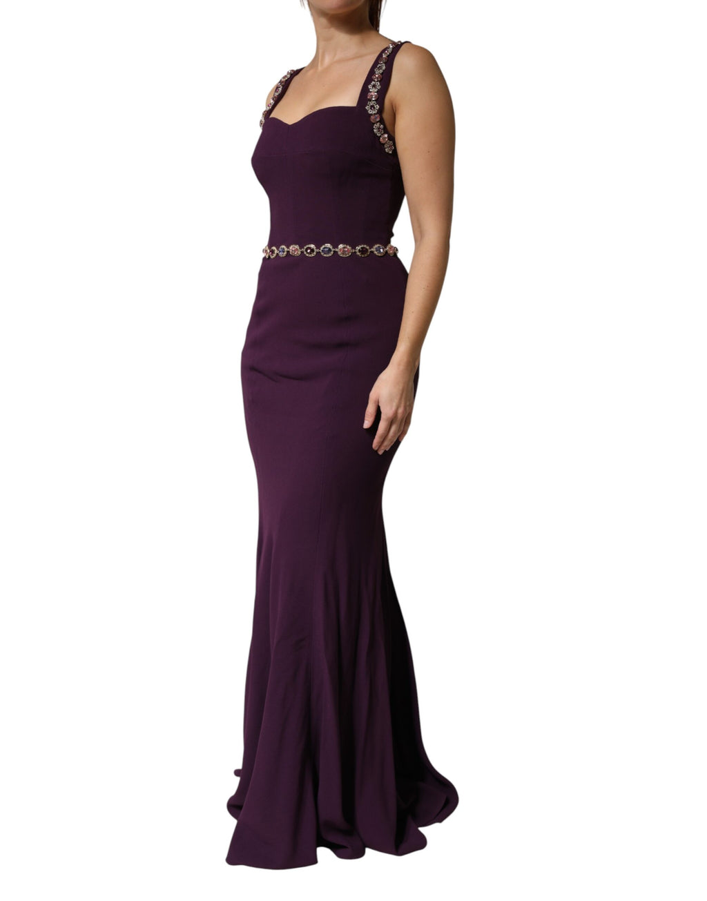 Robe de soirée sirène Dolce & Gabbana Violet ornée de broderies et embellissements, ajustée et élégante, en tissu fluide et sophistiqué