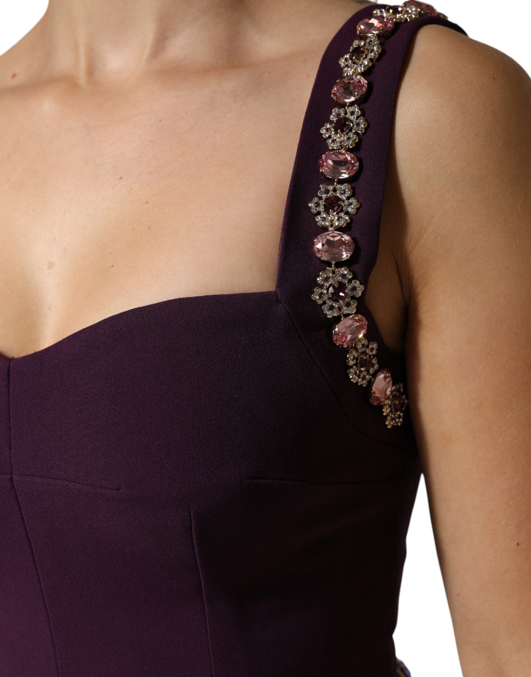 Robe de soirée sirène Dolce & Gabbana Violet ornée de broderies et embellissements, silhouette élégante et sophistiquée.