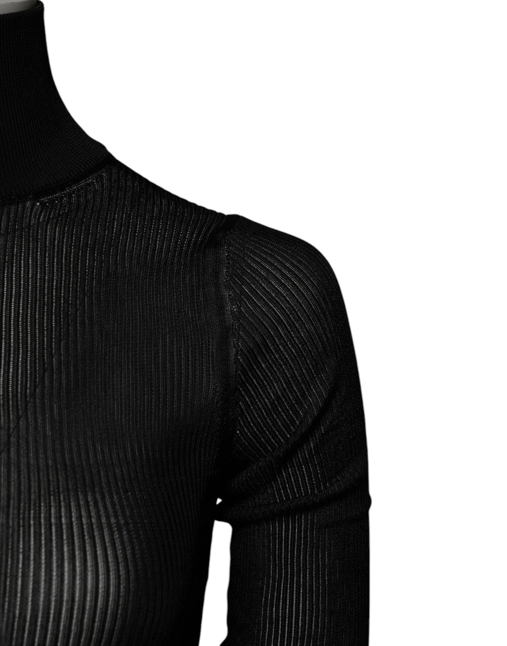 Pull-over noir en viscose Dolce & Gabbana avec col roulé, manches longues et coupe élégante.
