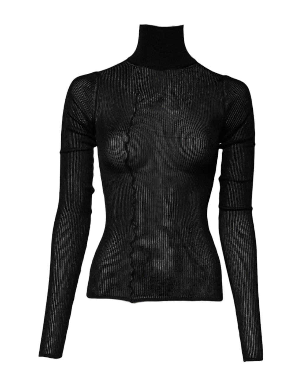 Pull à col roulé noir en viscose de Dolce & Gabbana, vêtement élégant avec coupe ajustée et tissu doux.
