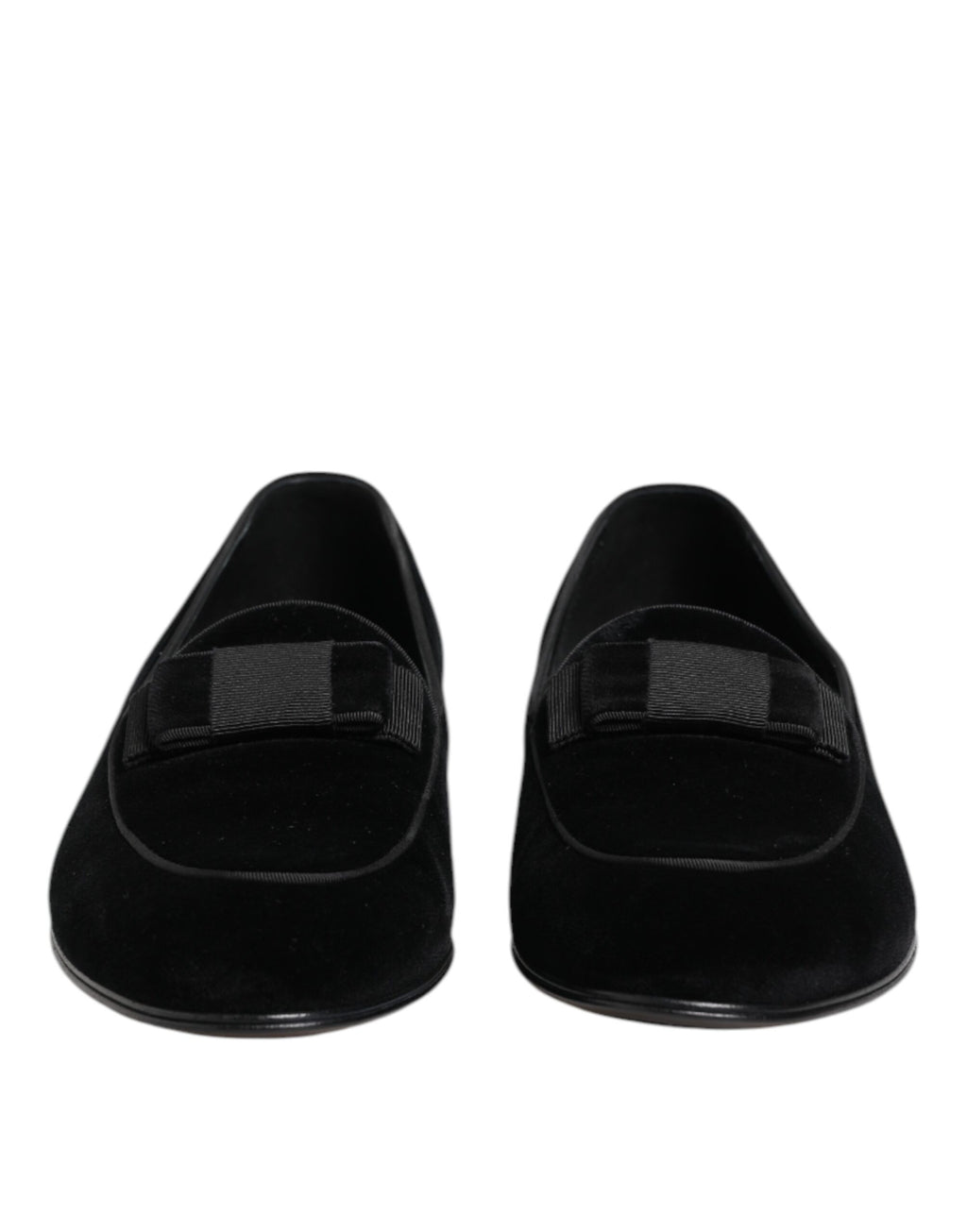 Chaussures homme Dolce & Gabbana en velours noir, mocassins slip-on formels pour hommes, élégants et confortables.