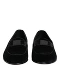 Chaussures homme Dolce & Gabbana en velours noir, mocassins slip-on formels pour hommes, élégants et confortables.