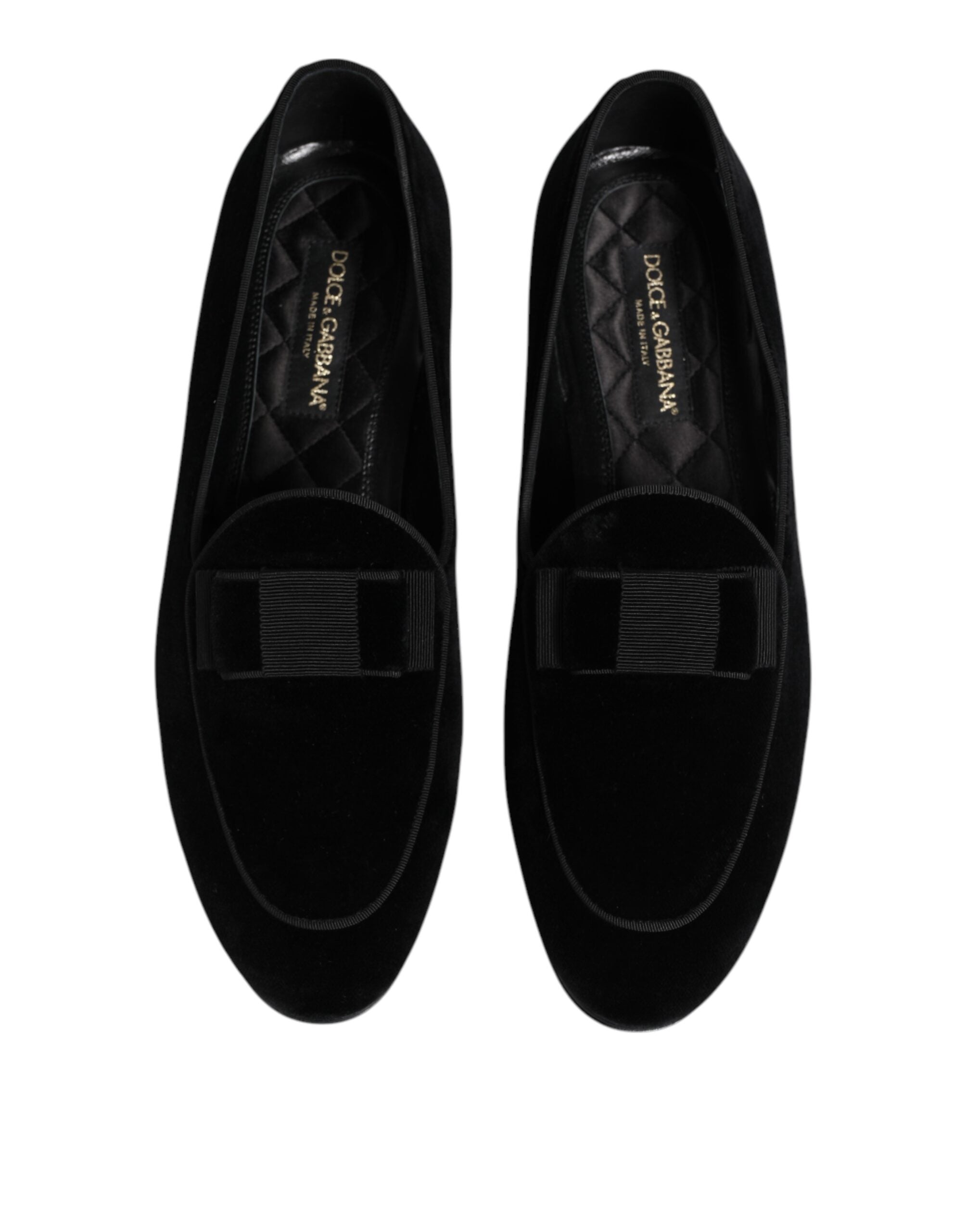 Chaussures homme Dolce & Gabbana en velours noir, mocassins slip-on formels pour hommes, élégants et sophistiqués.