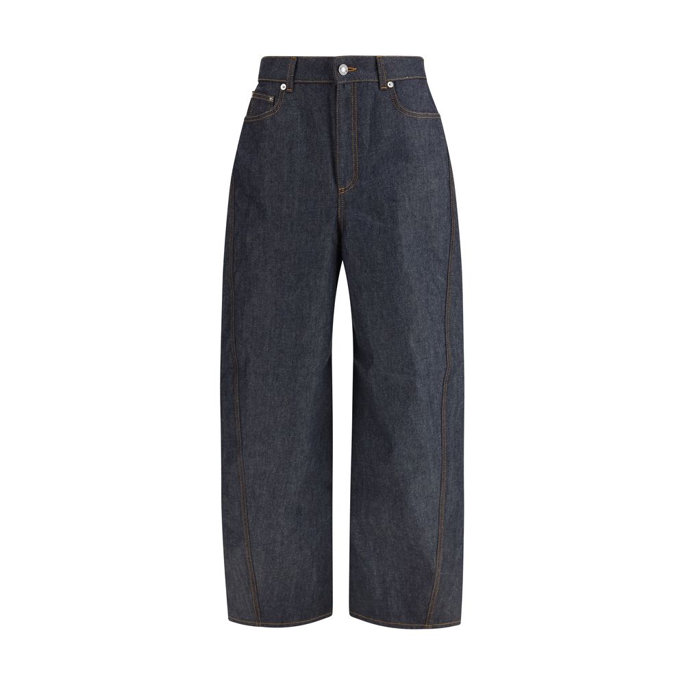 Jean en denim bleu Givenchy en coton, coupe classique avec détails de couture visibles.