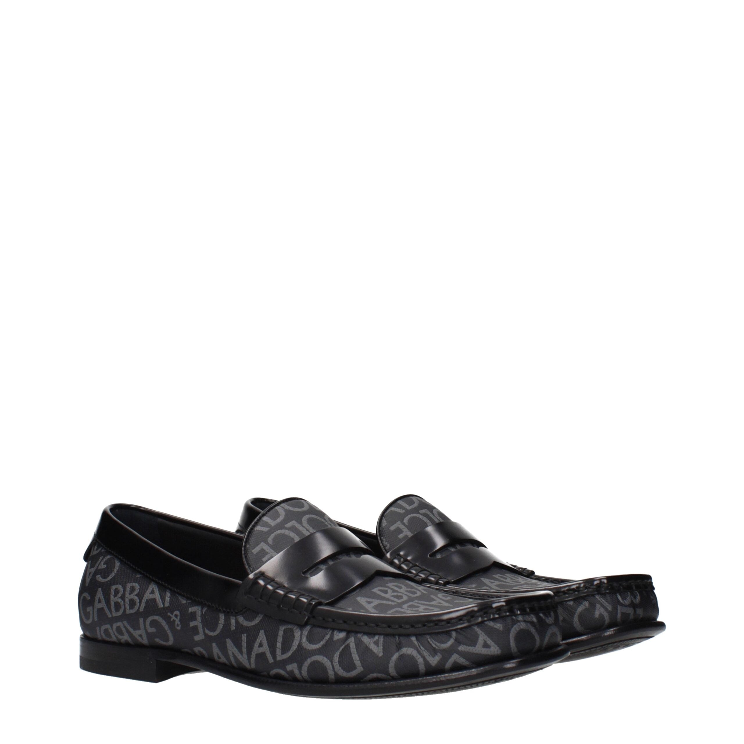 Chaussures mocassins Dolce & Gabbana en tissu noir, style slip-on, avec finition élégante et semelle en caoutchouc.