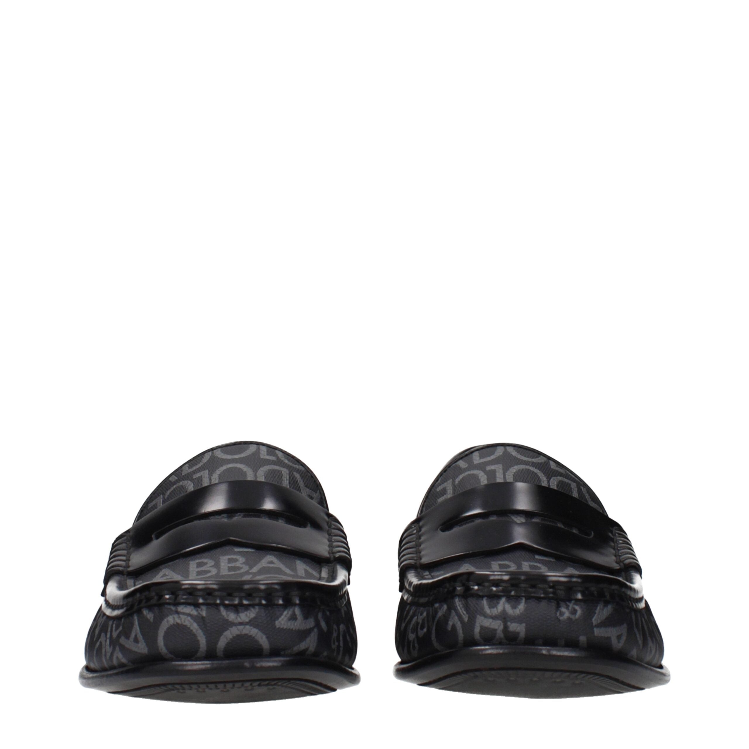 Chaussures mocassins Dolce & Gabbana en tissu noir, slip-on élégants et confortables pour homme.